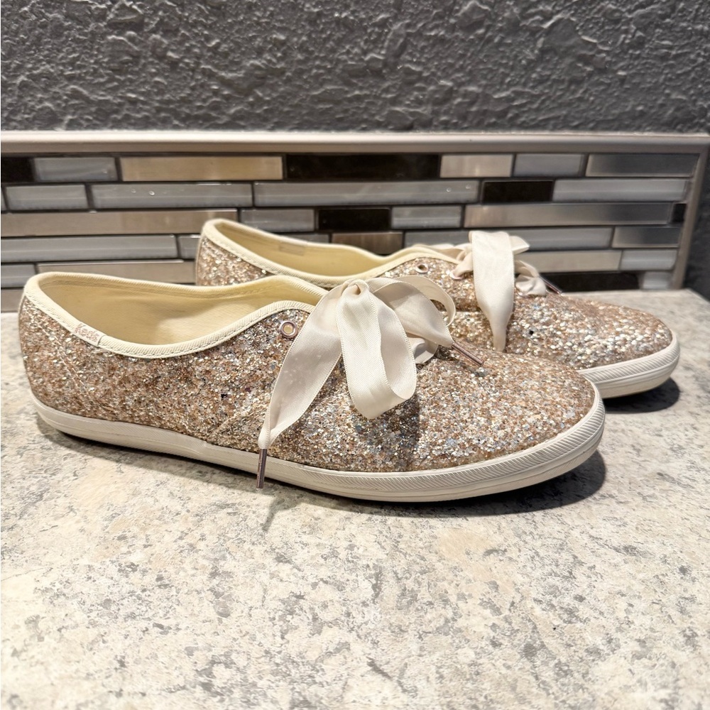 Keds X Kate Spade New York Champion Glitter Sneakers Size 9 Bridal Wedding Shoes - Picture 4 of 9